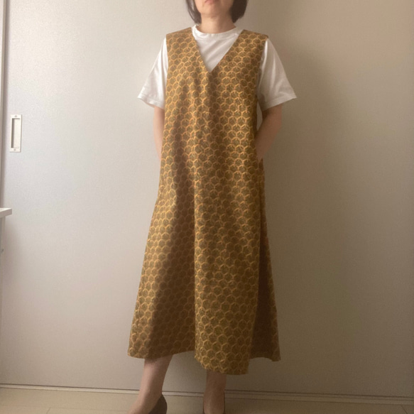 着物リメイク ジャンパースカート 幾何学柄 ワンピース アトリエ