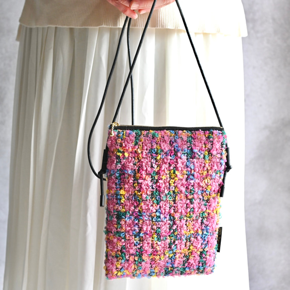 カラフルネップファンシーツイードのスマホポシェット 2枚目の画像