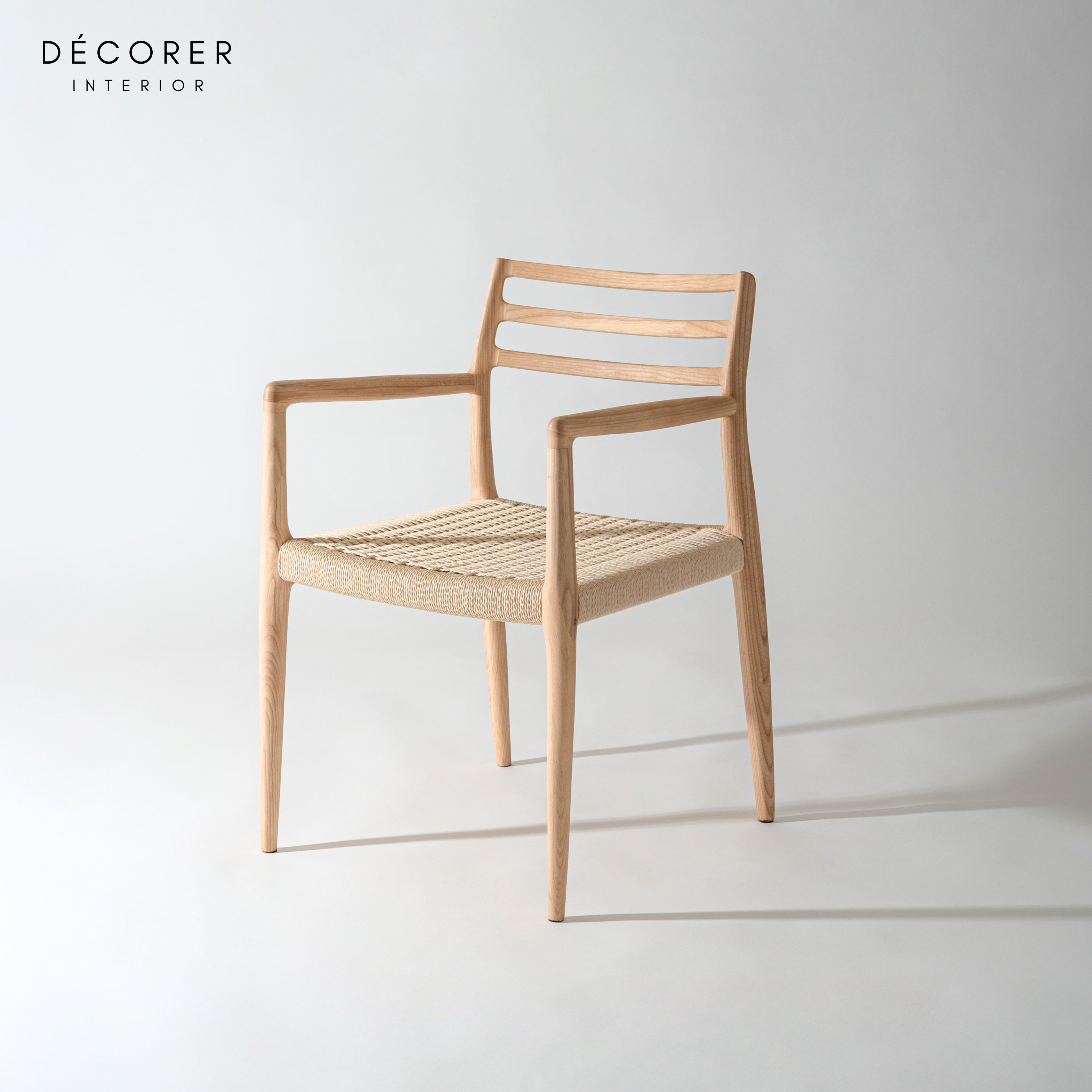 *手編み仕上げ* 鹿の子編みのペーパーコードアームチェア [1脚入:2色 ] 木製 天然木 無垢材 手編み 肘付き