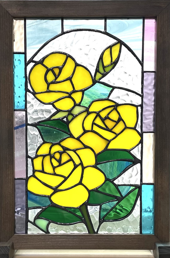 ステンドグラスパネル【薔薇】 ステンドグラスパネル【薔薇】 その他インテリア雑貨 ゆうちゃん