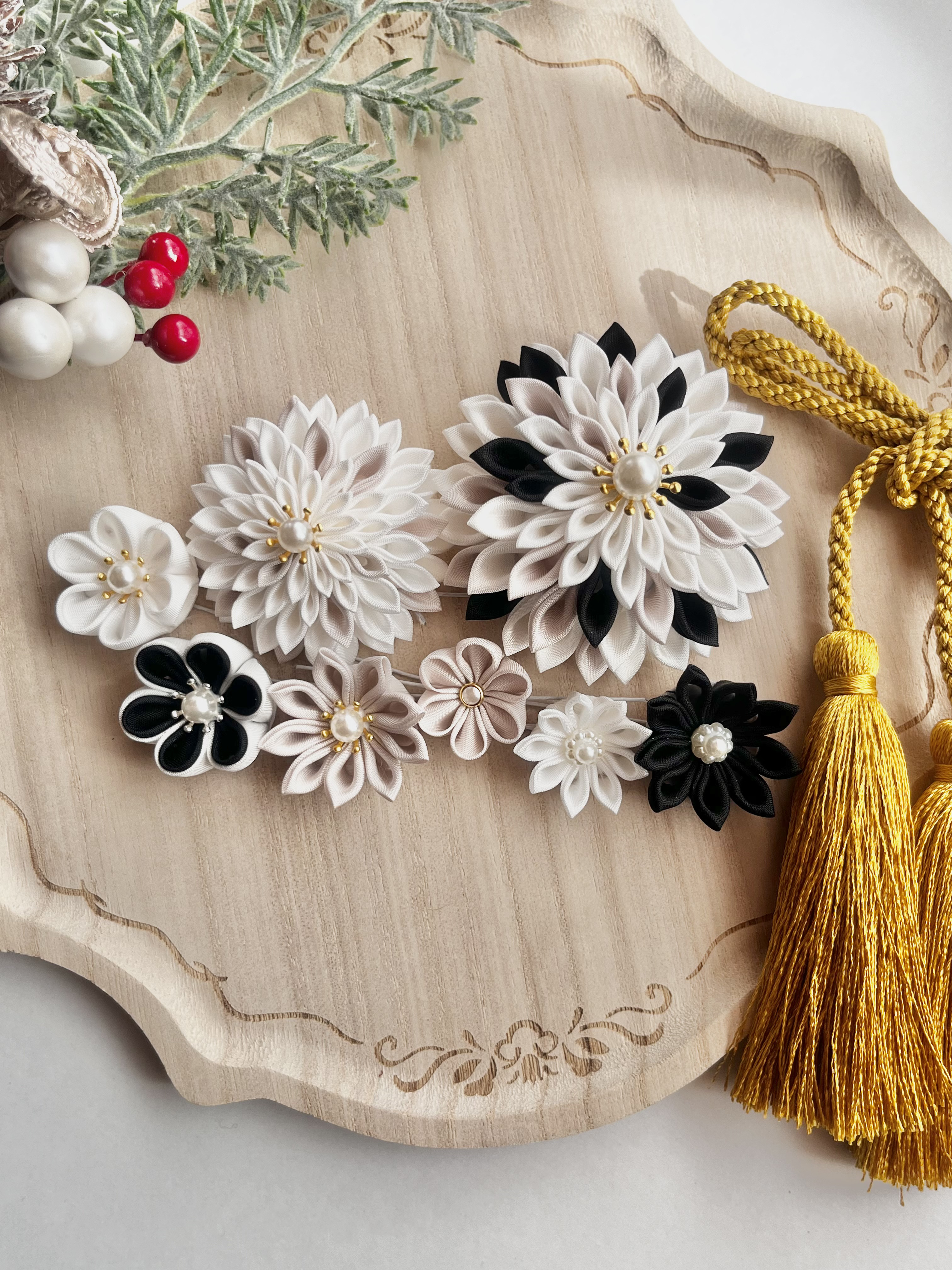 【nishikiシリーズ　夜桜】髪飾り　成人式　卒業式　七五三　ブライダル