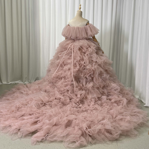 送料無料！カラードレス もも色 3ways 取り外しオフショルダー