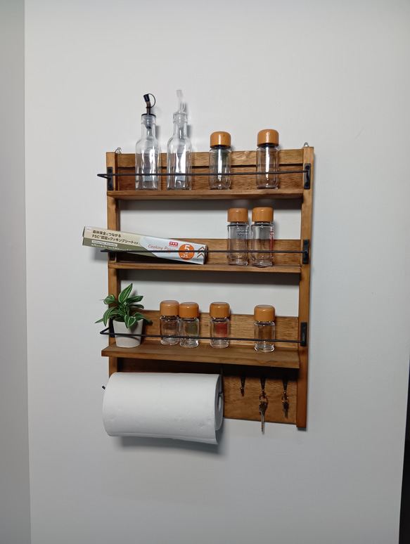 壁掛け 棚 木製 キッチン ラック スパイスラック 木製雑貨