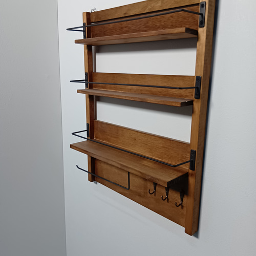 壁掛け 棚 木製 キッチン ラック スパイスラック 木製雑貨