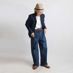 ＊ラスト１ 　最終ＳＡＬＥ斜横ぐーんと伸びる伸縮ストレッチ生地　気楽に羽織れるジャケット　羽織り　ネイビーデニム R12 9枚目の画像