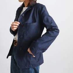 ＊ラスト１ 　最終ＳＡＬＥ斜横ぐーんと伸びる伸縮ストレッチ生地　気楽に羽織れるジャケット　羽織り　ネイビーデニム R12 3枚目の画像