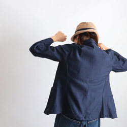 ＊ラスト１ 　最終ＳＡＬＥ斜横ぐーんと伸びる伸縮ストレッチ生地　気楽に羽織れるジャケット　羽織り　ネイビーデニム R12 5枚目の画像