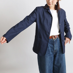 ＊ラスト１ 　最終ＳＡＬＥ斜横ぐーんと伸びる伸縮ストレッチ生地　気楽に羽織れるジャケット　羽織り　ネイビーデニム R12 4枚目の画像