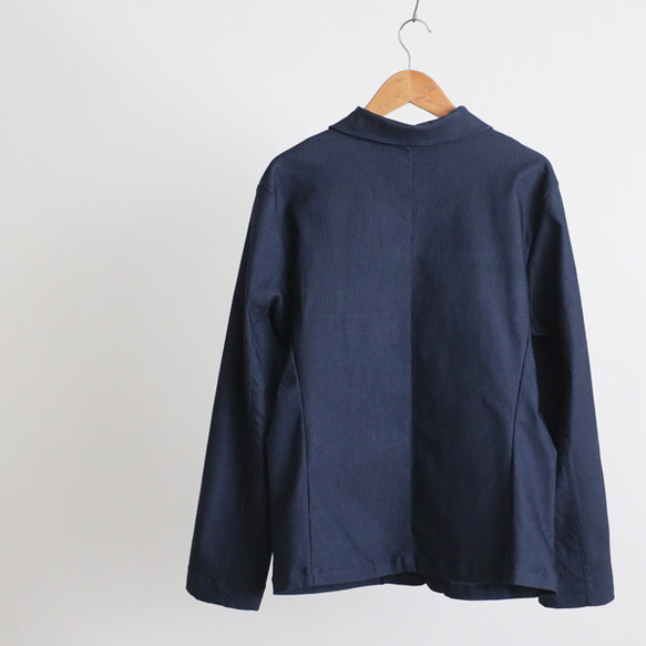 ＊ラスト１ 　最終ＳＡＬＥ斜横ぐーんと伸びる伸縮ストレッチ生地　気楽に羽織れるジャケット　羽織り　ネイビーデニム R12 11枚目の画像