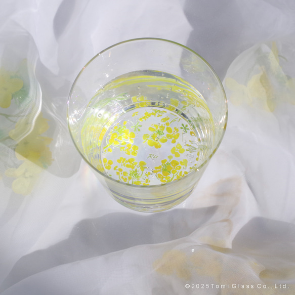 【底に水彩花と名入れ】　花咲くグラス／菜の花／AN825-nh／Creema限定 3枚目の画像