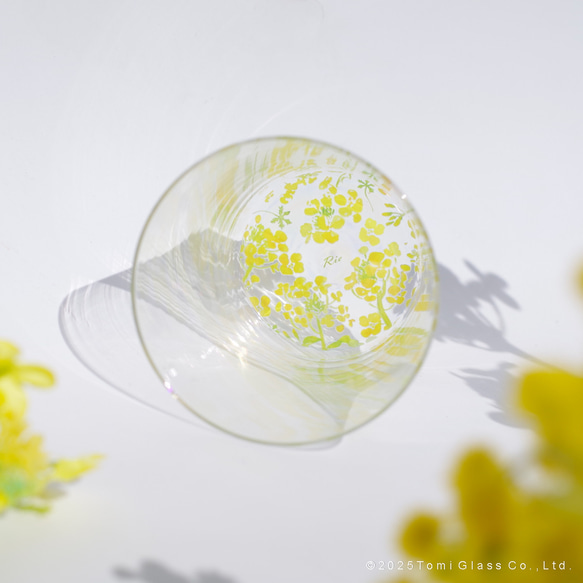 【底に水彩花と名入れ】　花咲くグラス／菜の花／AN825-nh／Creema限定 5枚目の画像