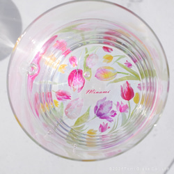 【底に水彩花と名入れ】　花咲くグラス／チューリップ／AN825-cu／Creema限定 8枚目の画像