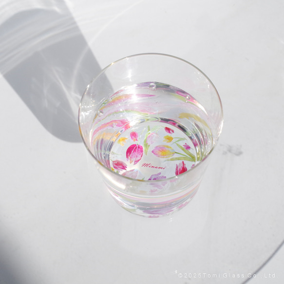 【底に水彩花と名入れ】　花咲くグラス／チューリップ／AN825-cu／Creema限定 15枚目の画像