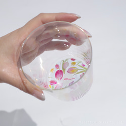 【底に水彩花と名入れ】　花咲くグラス／チューリップ／AN825-cu／Creema限定 11枚目の画像