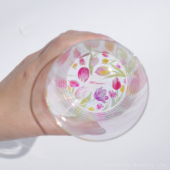 【底に水彩花と名入れ】　花咲くグラス／チューリップ／AN825-cu／Creema限定 3枚目の画像