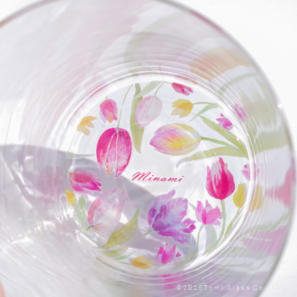 【底に水彩花と名入れ】　花咲くグラス／チューリップ／AN825-cu／Creema限定 9枚目の画像