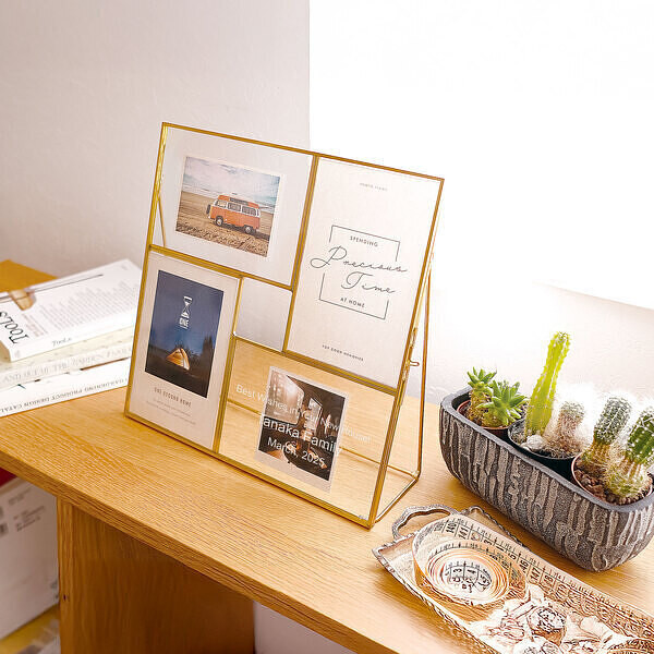 【名入れ】メッセージが入った特別なフォトフレームを、楽しくコラージュ　メタルフォトフレーム