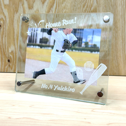 野球 祝賀シーン フレーム付き写真 約40cm x 30cm スポーツフォトプレート 野球』＊アクリル＊名入れ＊写真立て＊部活
