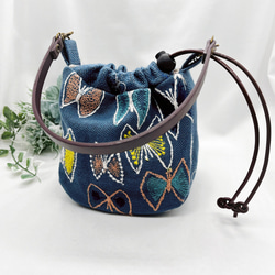 ミナペルホネン ネイビーブラック系パッチ ボリュームスヌード