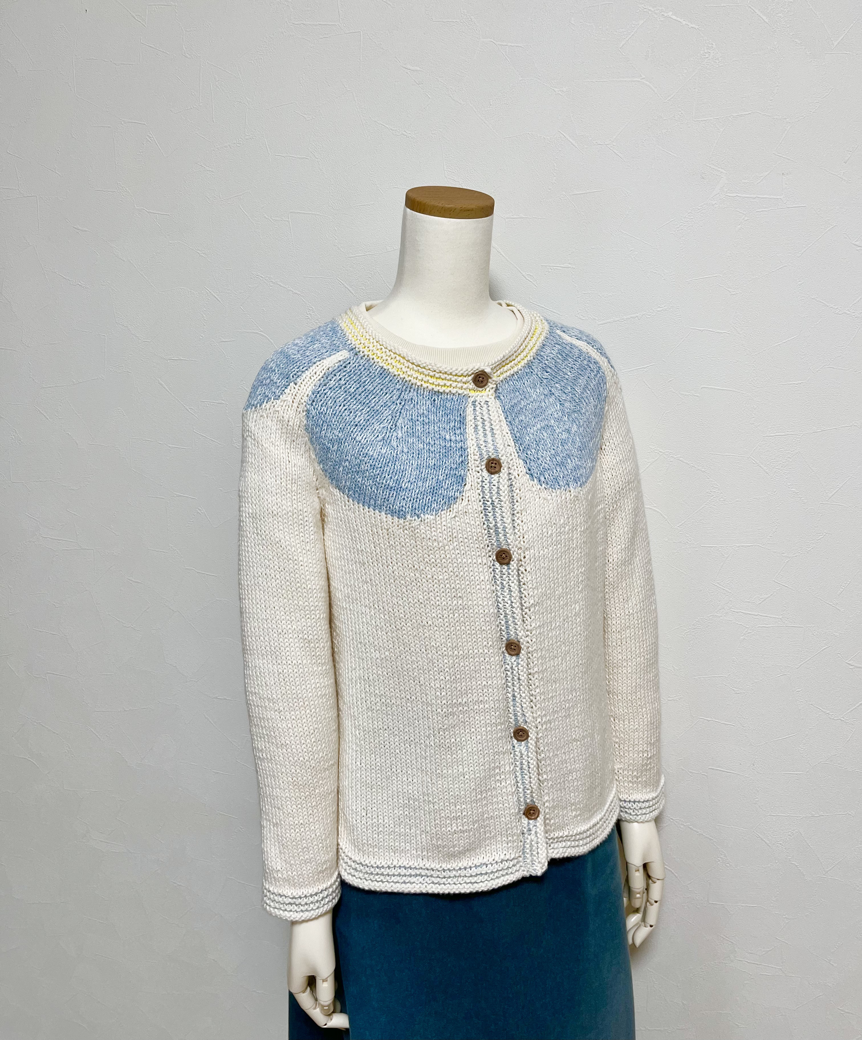 《送料無料》花びらコットンカーディガン（ブルー）