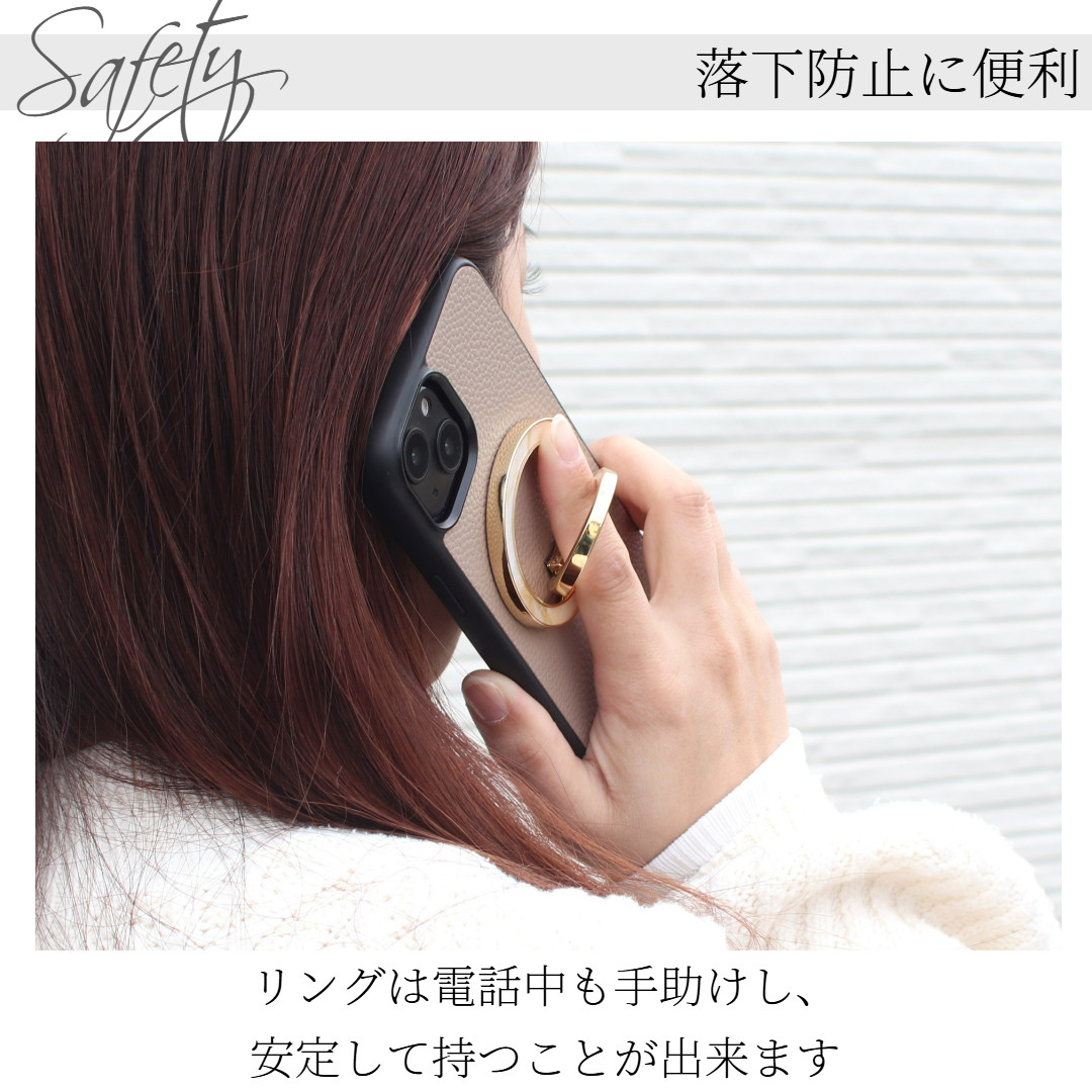 iphone12 ケース リング付き 12Pro 12ProMAX マグセーフ レザー きらきら べっ甲 大人可愛い