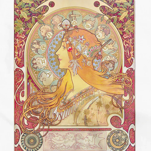 ミュシャ 黄道十二宮 ゾディアック・エッチングミラー 絵画 ギャラリー