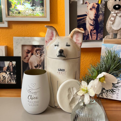 【オーダーメイド】送料無料 似顔絵やお名前入り ペット骨壷 【骨壺収納型】うちの子・犬・猫 陶器製 6枚目の画像