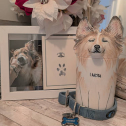 【オーダーメイド】送料無料 似顔絵やお名前入り ペット骨壷 【骨壺収納型】うちの子・犬・猫 陶器製 1枚目の画像