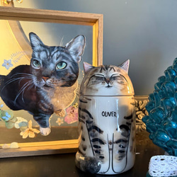 【オーダーメイド】送料無料 似顔絵やお名前入り ペット骨壷 【骨壺収納型】うちの子・犬・猫 陶器製 8枚目の画像