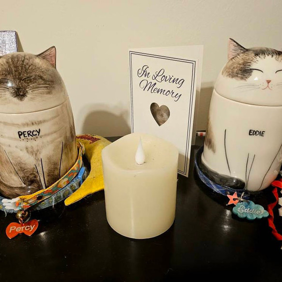 【オーダーメイド】送料無料 似顔絵やお名前入り ペット骨壷 【骨壺収納型】うちの子・犬・猫 陶器製 9枚目の画像