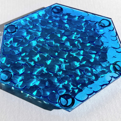 ターコイズブルーの宝石風ヘアゴム / 青 / 半球 / レジン / 海