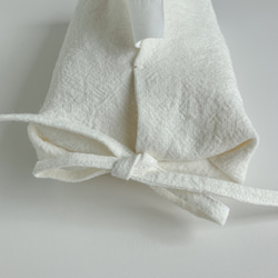 リボンで結べるリネンのティッシュカバー（ホワイト） 7枚目の画像