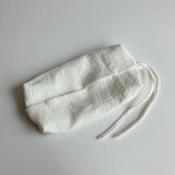 リボンで結べるリネンのティッシュカバー（ホワイト） 11枚目の画像