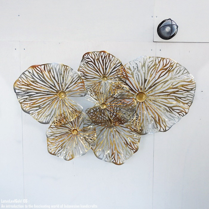 アイアンから作られたロータス リーフ ウォールデコレーション 105cm ゴールド 金色 グラデーション 金属製 ハス