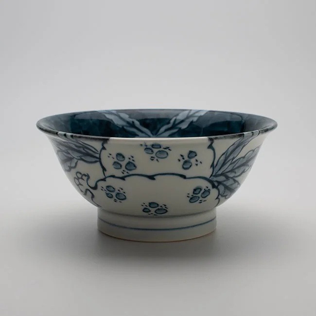 古染 柘榴文 粥丼（大）【陶祥窯・有田焼】