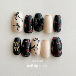 ネイルチップ リボンネイル チェックネイル ネイルチップ（つけ爪