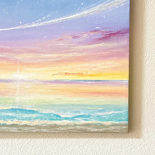 Earth【原画】幸せの流れ星〜虹色の夜明け (チョークアート.オイル