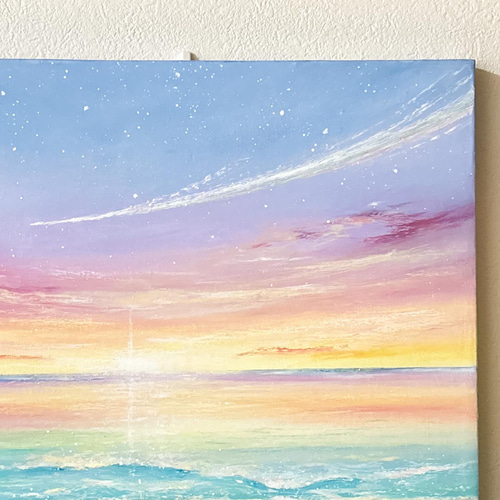 Earth【原画】幸せの流れ星〜虹色の夜明け (チョークアート.オイル