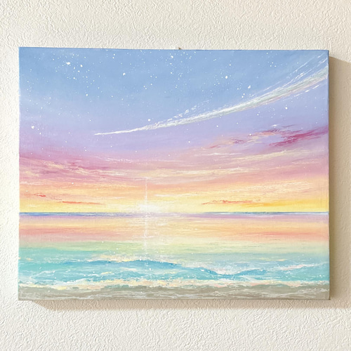 Earth【原画】幸せの流れ星〜虹色の夜明け (チョークアート.オイル