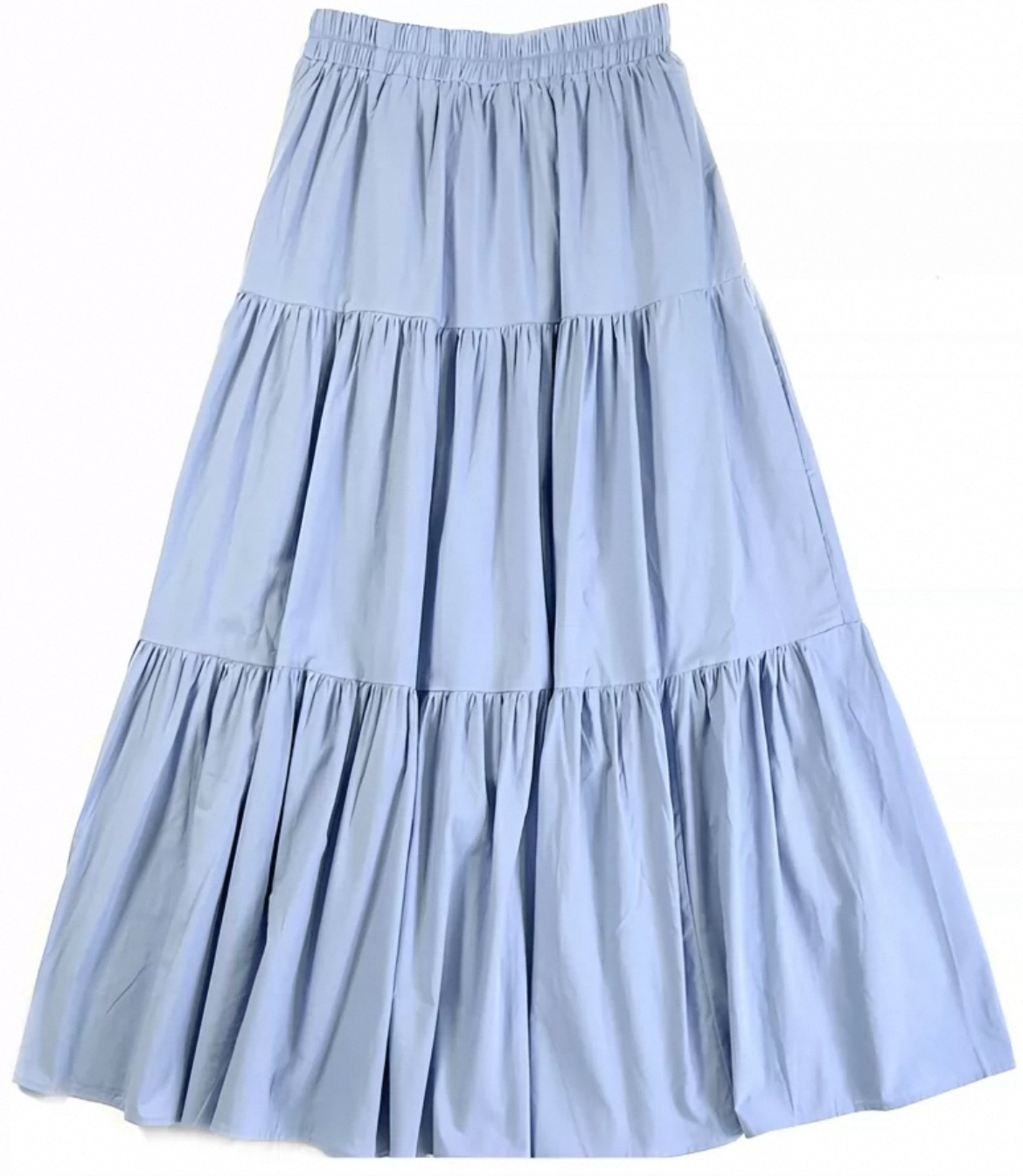 綿麻スカート（ブルー）春夏スカート 大人カジュアルスカート ロングスカート レディーススカート 春夏秋