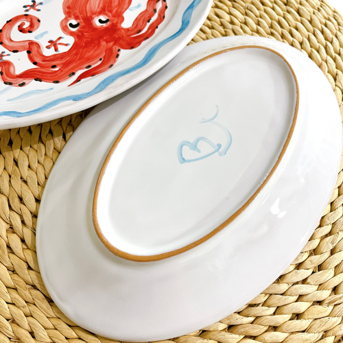 海感じるマヨリカ焼き タコのオーバル皿 中皿 bottegajunko 通販