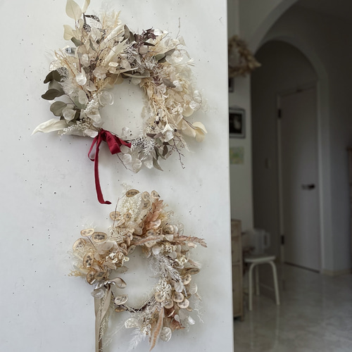 Natural＊ルナリアのホワイトリース＊ドライフラワーリース