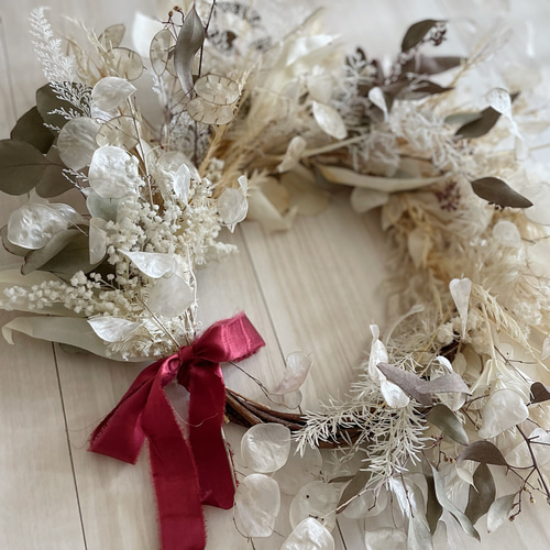 ＊Natural＊ルナリアのホワイトリース＊ドライフラワーリース Natural＊ルナリアのホワイトリース＊ドライフラワーリース