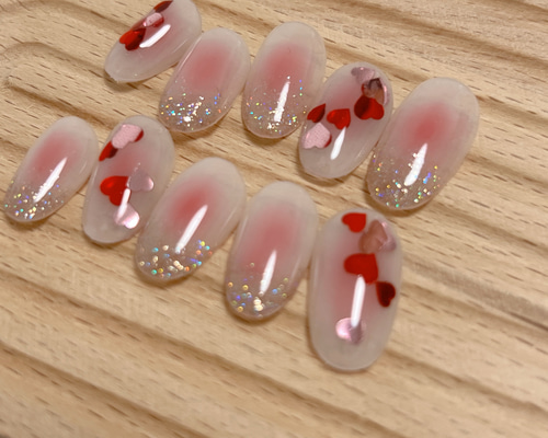 ハートネイル/フラッシュネイル/ワンホンネイル/韓国風ネイル/ネイル