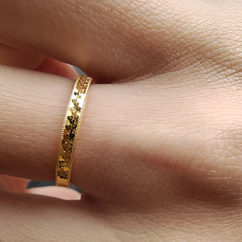 K2424K純金龍鱗リング24金ゴールド指輪 幅2mm中空 結婚指輪 贈り物