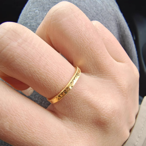 K2424K純金龍鱗リング24金ゴールド指輪 幅2mm中空 結婚指輪 贈り物