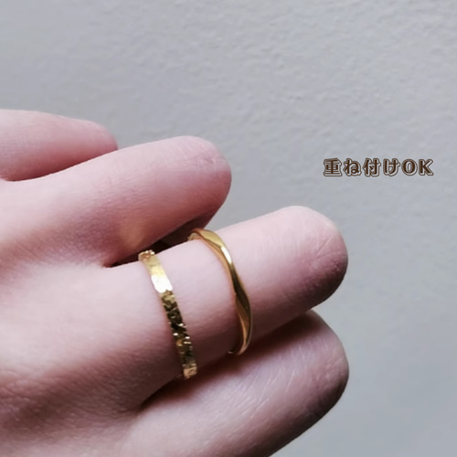 K2424K純金龍鱗リング24金ゴールド指輪 幅2mm中空 結婚指輪 贈り物