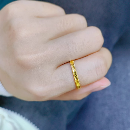 K2424K純金龍鱗リング24金ゴールド指輪 幅2mm中空 結婚指輪 贈り物
