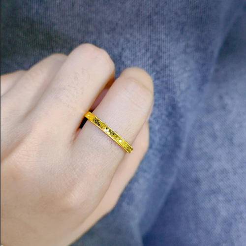 K2424K純金龍鱗リング24金ゴールド指輪 幅2mm中空 結婚指輪 贈り物