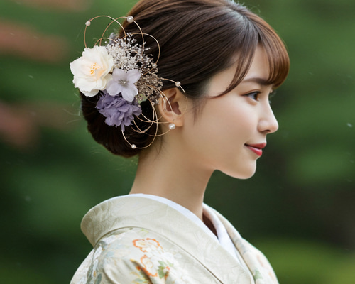 ✨成人式の髪飾り✨ 桜と紫陽花の髪飾り No.RS50 髪飾り 成人式 卒業式 結婚式 成人